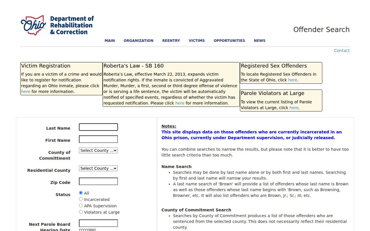 Upper Arlington Resident Lookup Ohio DRC offender search